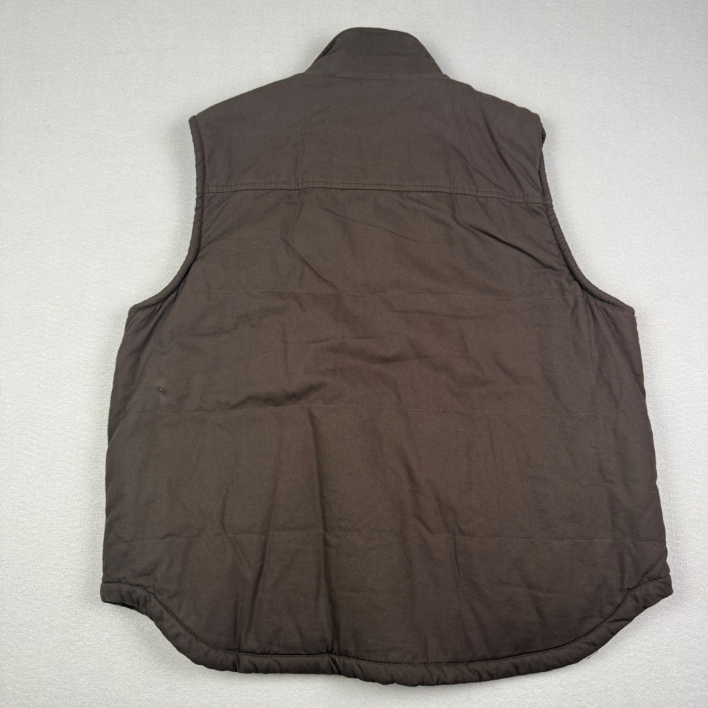 Lee Premium Select Mens XL Brown Canvas Sherpa Lined Workwear Puffer Vest Zip Up - Picture 5 of 8
